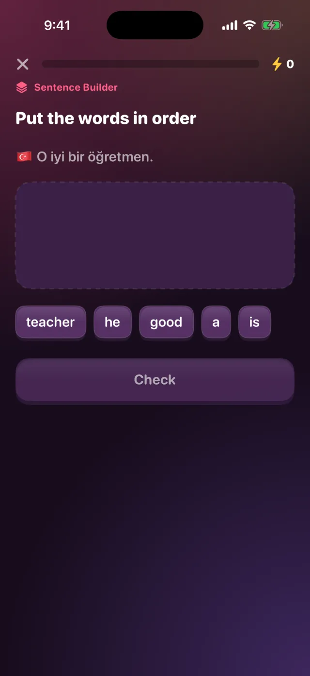 Sentence Builder game